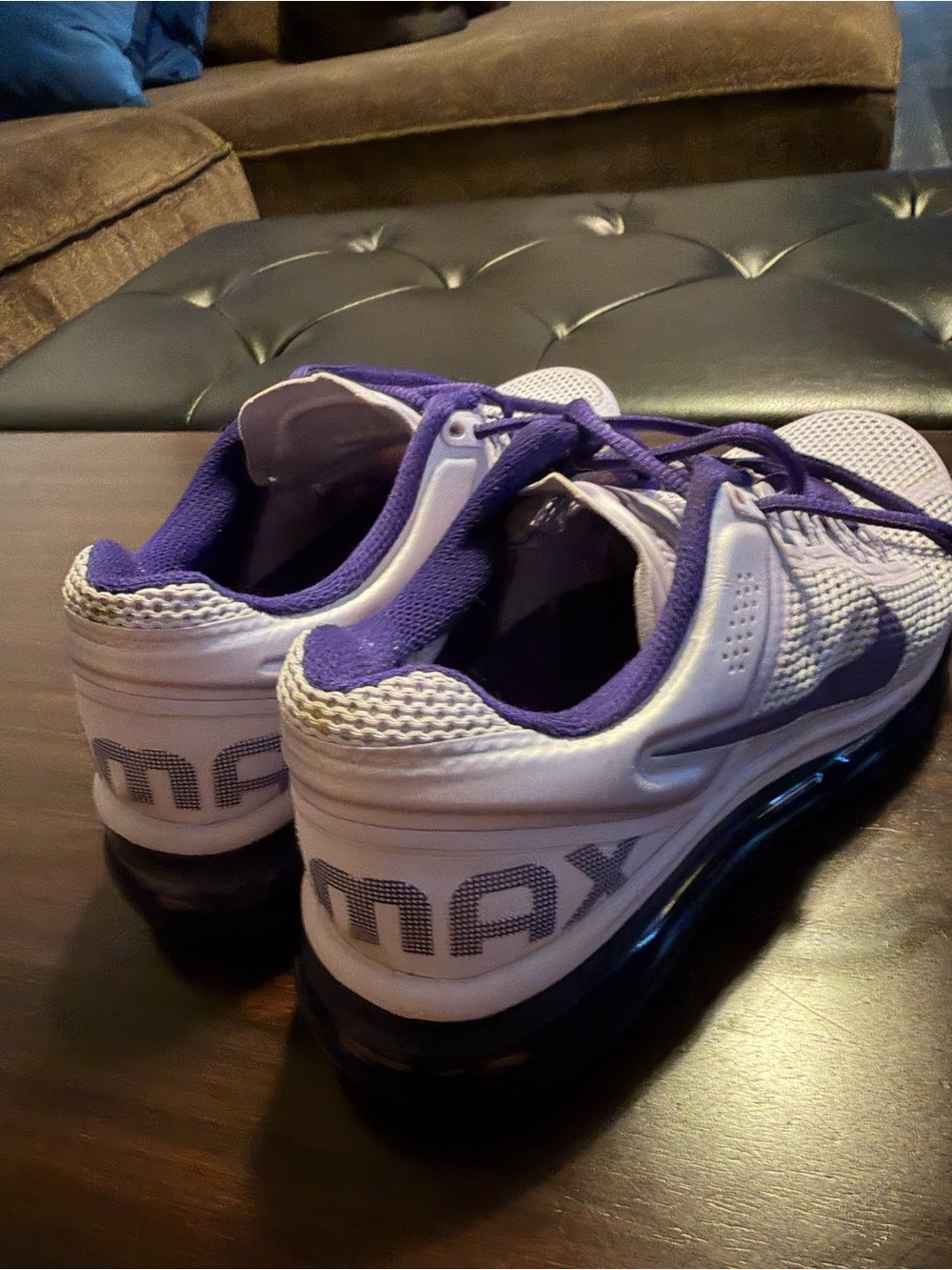 Nike Women’s White and Purple Air Max Athletic Sneakers - Picture 3 of 6